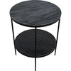 Noir Rivoli Side Table - Industrial Steel & Night Snow Marble, 25"