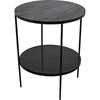 Noir Rivoli Side Table - Industrial Steel & Night Snow Marble, 25"