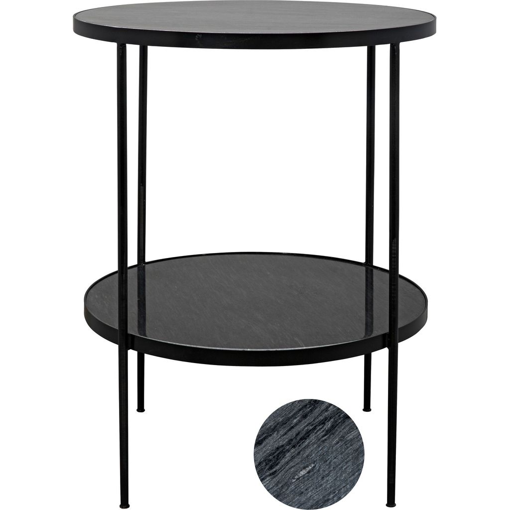 Primary vendor image of Noir Rivoli Side Table - Industrial Steel & Night Snow Marble, 25"