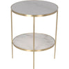 Noir Rivoli Side Table - Industrial Steel & Bianco Crown Marble, 25"