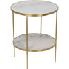 Noir Rivoli Side Table - Industrial Steel & Bianco Crown Marble, 25"