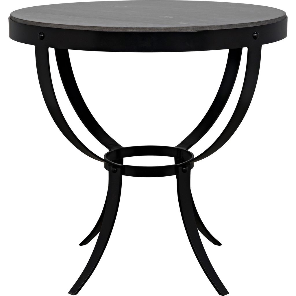 Noir Byron Side Table - Industrial Steel & Night Snow Marble, 30"