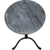 Noir Cosmopolitan Side Table - Industrial Steel & Night Snow Marble, 15"