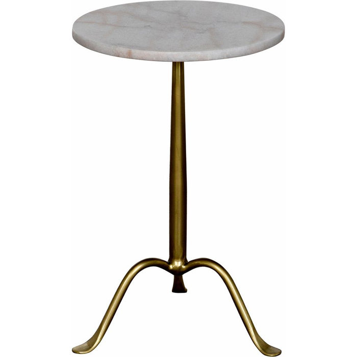 Noir Cosmopolitan Side Table - Industrial Steel & Bianco Crown Marble, 15"