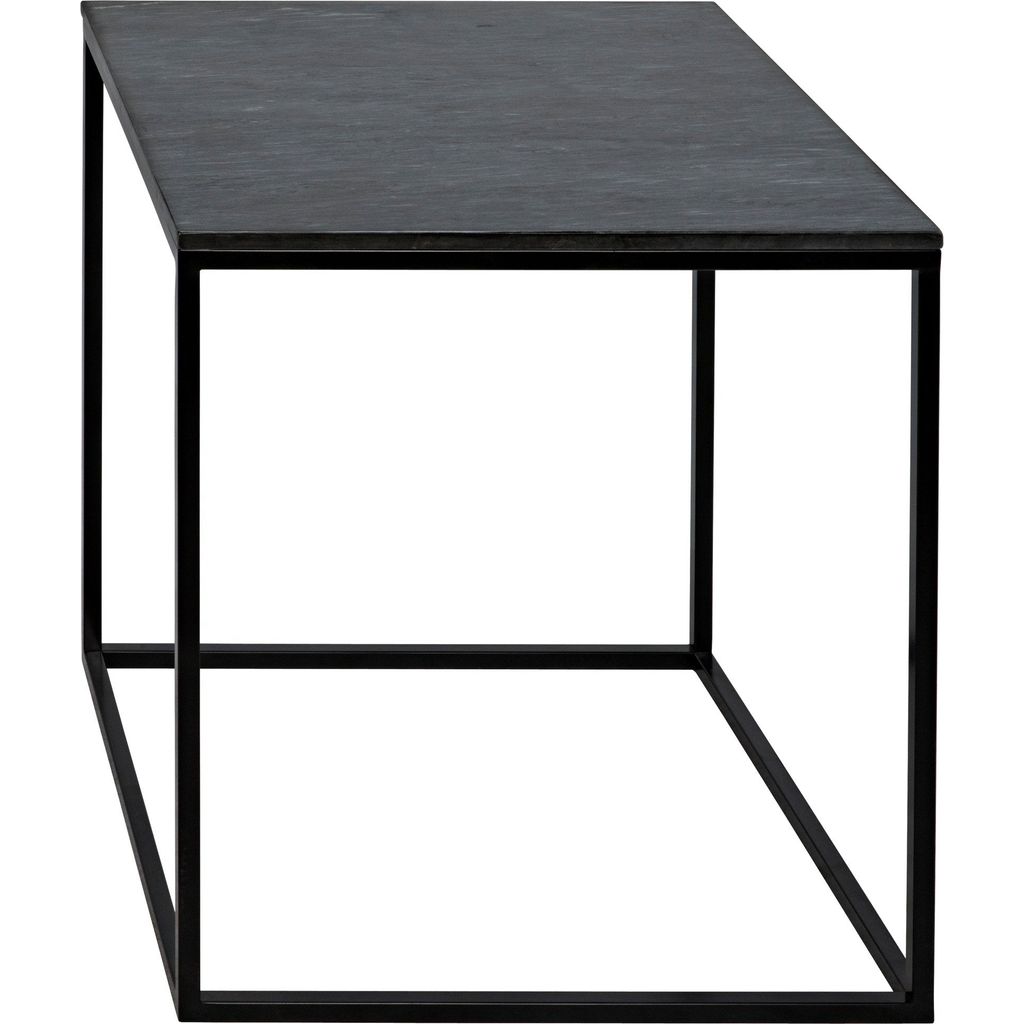 Noir Landon Side Table - Industrial Steel & Night Snow Marble, 27"