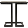 Noir Alonzo Side Table - Industrial Steel & Night Snow Marble, 13.5"