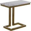 Noir Alonzo Side Table - Industrial Steel & Bianco Crown Marble, 13.5"