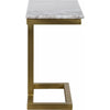 Noir Alonzo Side Table - Industrial Steel & Bianco Crown Marble, 13.5"