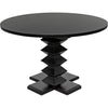 Noir Zig-Zag Dining Table, 48" Diameter, Hand Rubbed Black - Mahogany & Veneer