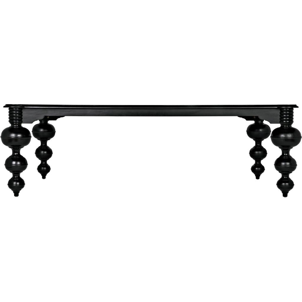 Noir Claudio Dining Table, Hand Rubbed Black - Mahogany & Veneer, 54"