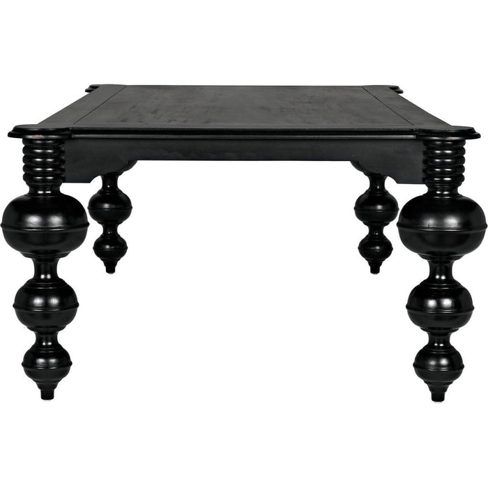 Noir Claudio Dining Table, Hand Rubbed Black - Mahogany & Veneer, 54"