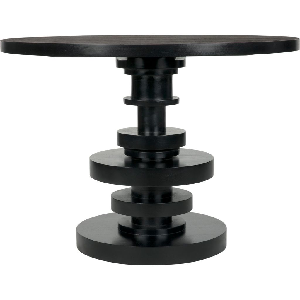 Noir Corum Round Table, Hand Rubbed Black - Mahogany & Veneer, 42"