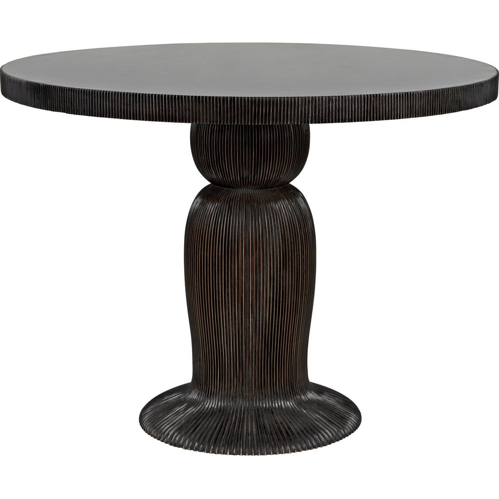 Noir Portobello Dining Table, Hand Rubbed Black w/ Light Brown Trim, 40"