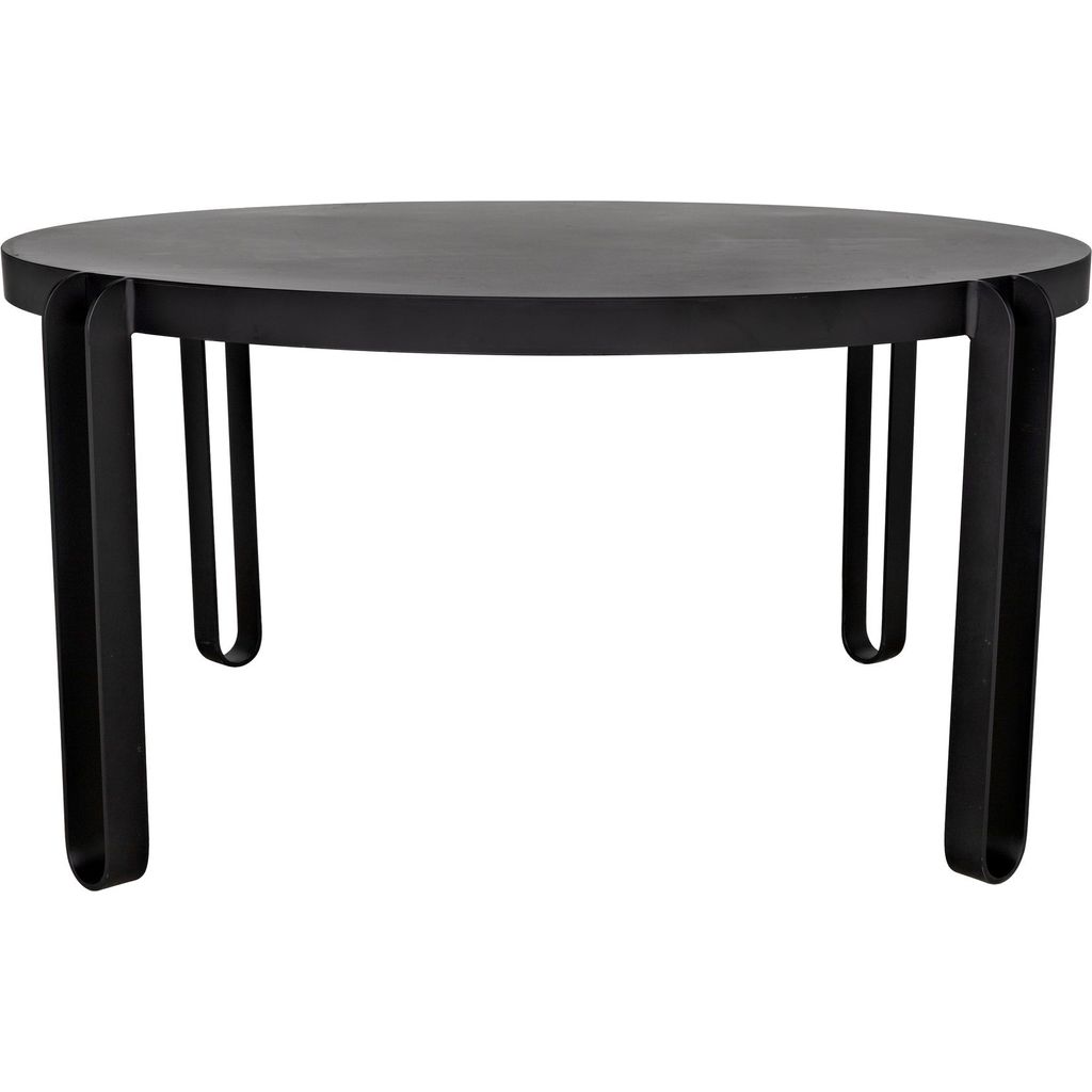 Noir Marcellus Dining Table, 63", Black Metal - Industrial Steel