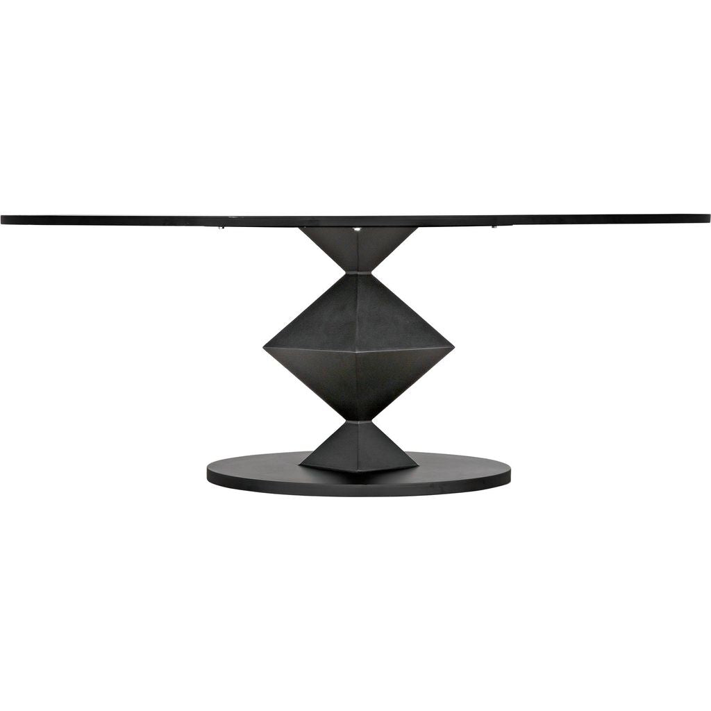 Noir Katana Oval Dining Table, Black Metal - Industrial Steel, 49"