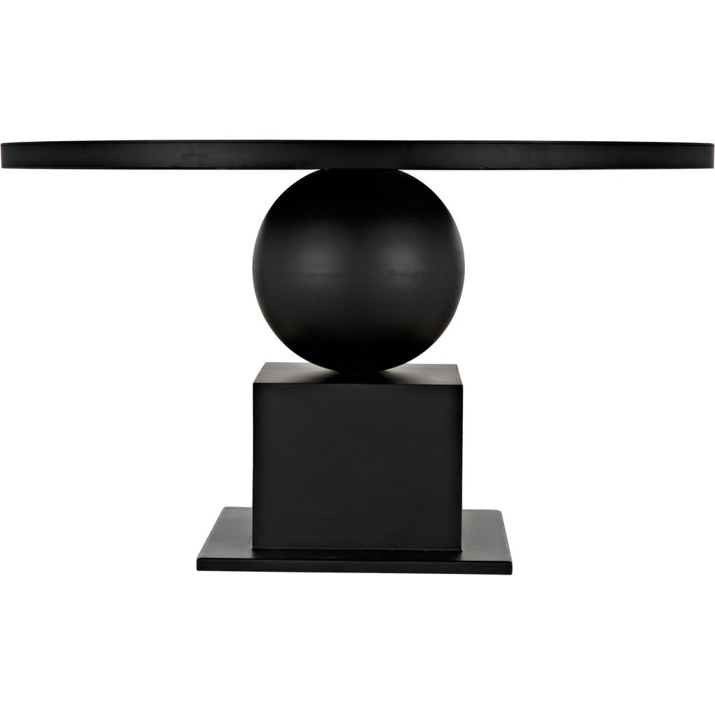 Noir Emira Dining Table, Black Metal - Industrial Steel, 52"