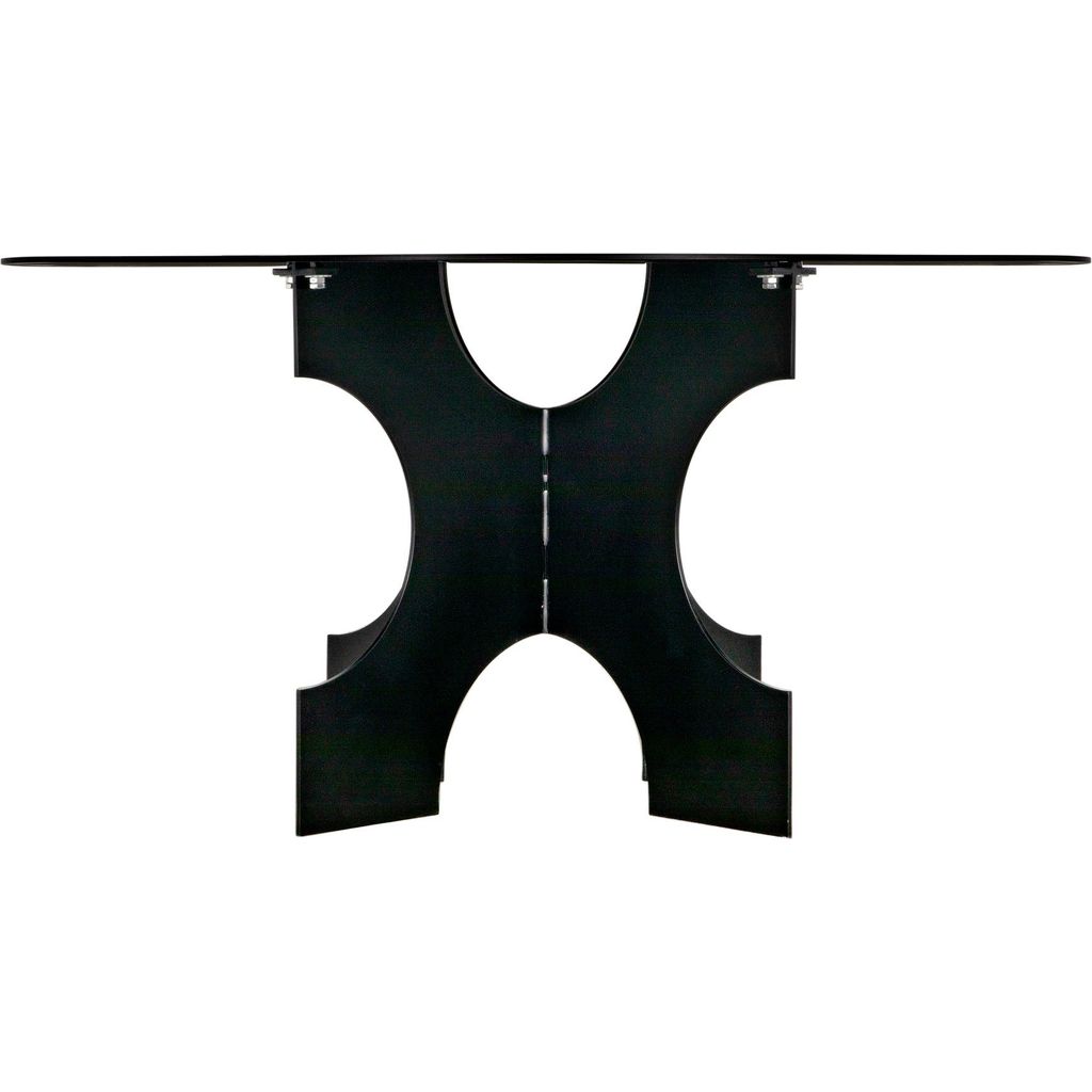 Noir Element Dining Table, Black Metal - Industrial Steel, 59"