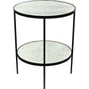 Noir Anna Side Table, Black Steel w/ Antiqued Mirror, 25"