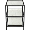 Noir 3 Tier Side Table w/ Antiqued Mirror, Black Steel, 20"