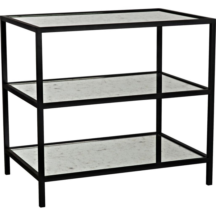 Primary vendor image of Noir 3 Tier Side Table w/ Antiqued Mirror, Black Steel, 20"