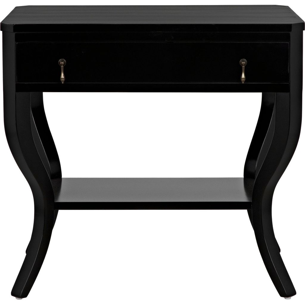 Noir Weldon Side Table, Distressed Black - Birch & Veneer, 20"