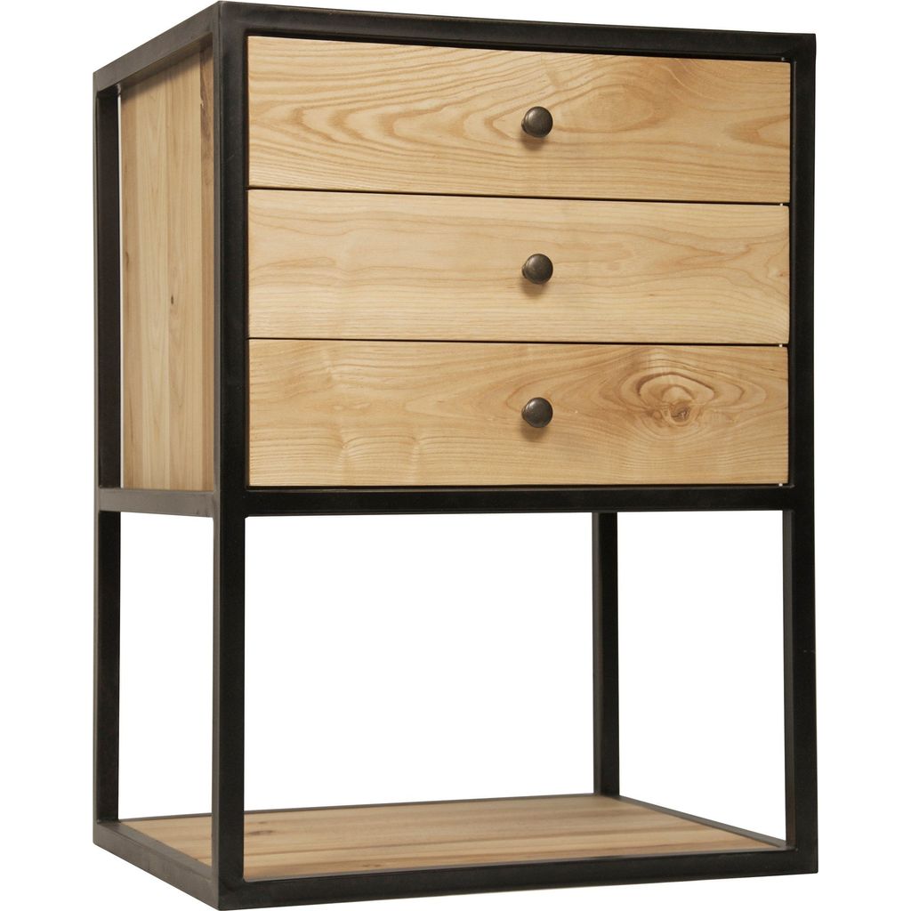 Primary vendor image of Noir Pearce Side Table, Elm & Black Steel, 16"