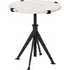 Noir Edith Adjustable Side Table - Industrial Steel & Bianco Crown Marble, 20.5"