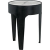 Noir Cylinder Side Table, Small - Industrial Steel & Bianco Crown Marble, 18"