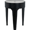 Noir Cylinder Side Table, Small - Industrial Steel & Bianco Crown Marble, 18"