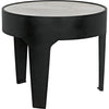 Noir Cylinder Side Table, Large - Industrial Steel & Bianco Crown Marble, 24"