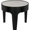 Noir Cylinder Side Table, Large - Industrial Steel & Bianco Crown Marble, 24"