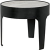 Noir Cylinder Side Table, Large - Industrial Steel & Bianco Crown Marble, 24"