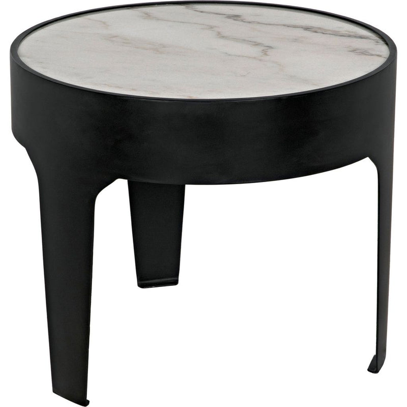 Primary vendor image of Noir Cylinder Side Table, Large - Industrial Steel & Bianco Crown Marble, 24