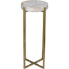 Noir Soho Side Table - Industrial Steel & Bianco Crown Marble, 11"