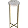 Noir Soho Side Table - Industrial Steel & Bianco Crown Marble, 11"