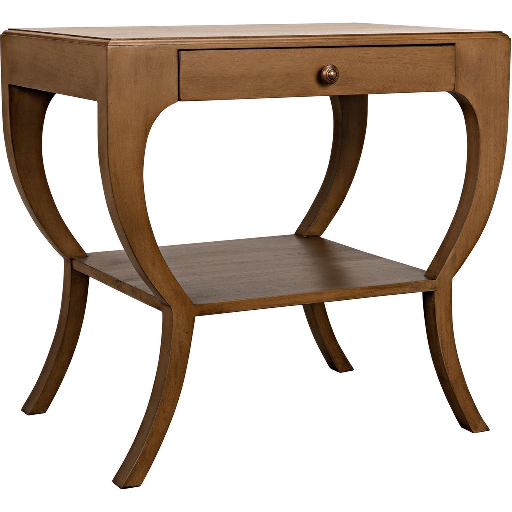 Noir Maude Side Table, Saddle Brown - Mahogany & Veneer, 20"