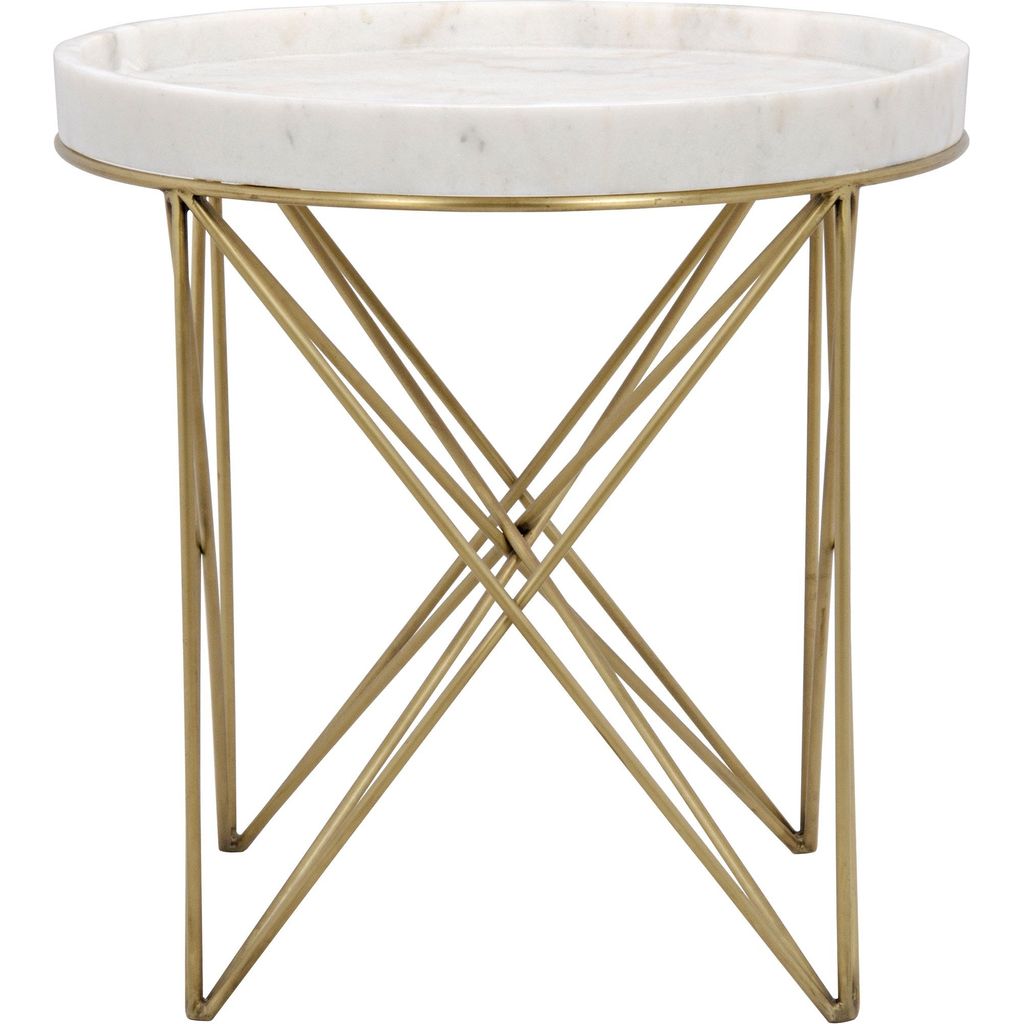 Primary vendor image of Noir Prisma Side Table - Industrial Steel & Bianco Crown Marble, 24"