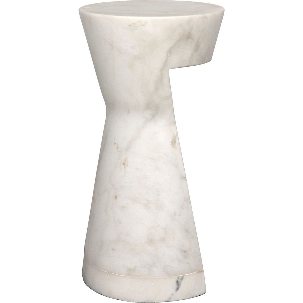 Noir Omon Side Table - Bianco Crown Marble, 12.5"