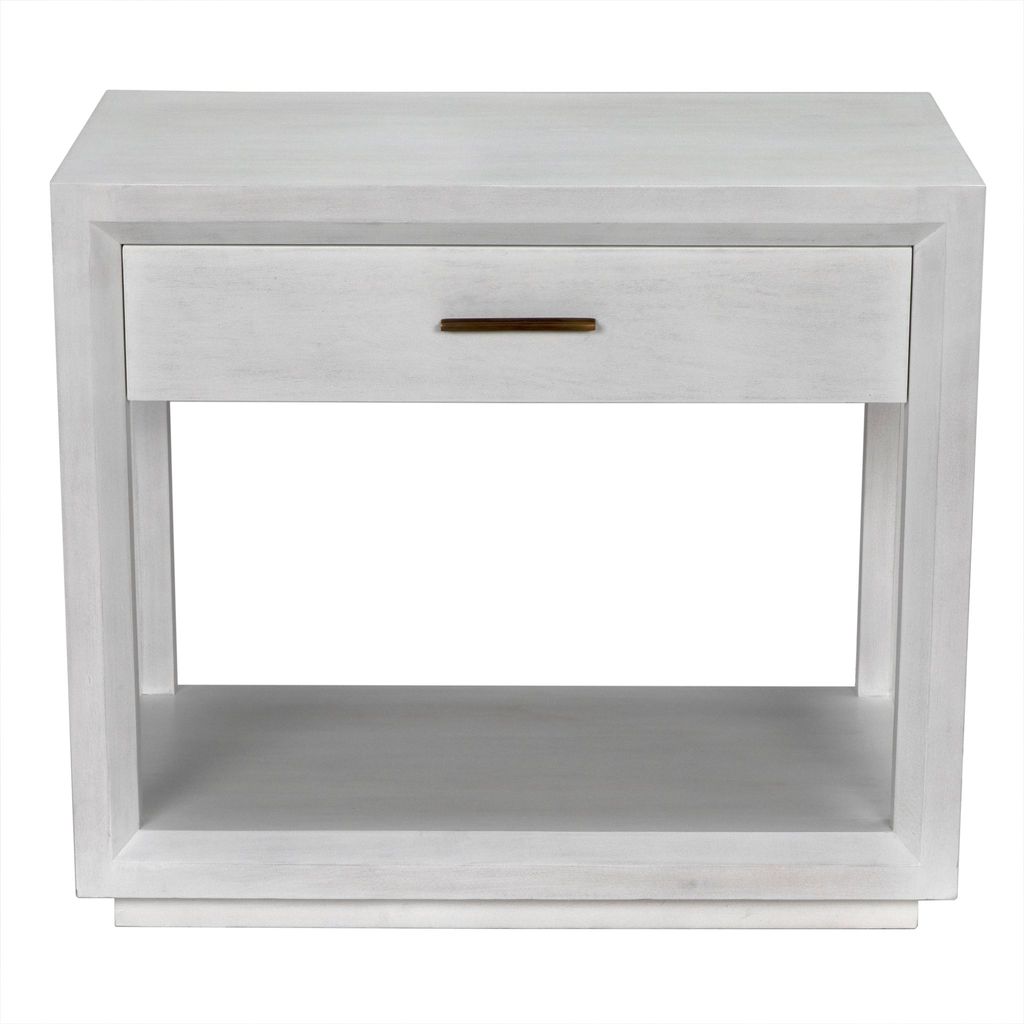 Noir Antony Side Table, White Wash - Mahogany & Veneer, 18"