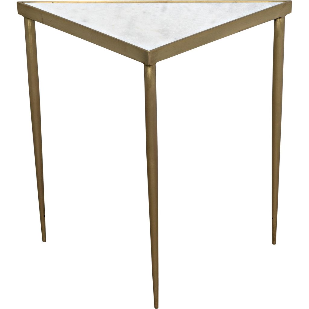 Primary vendor image of Noir Comet Triangle Side Table - Industrial Steel & Bianco Crown Marble, 10"