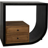 Noir Burton Side Table, Right, Hand Rubbed Black & Teak, 20"