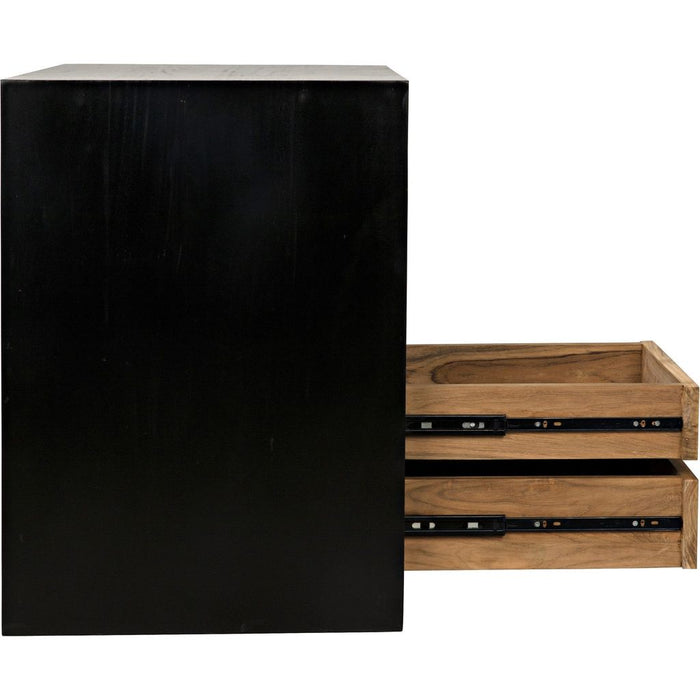 Noir Burton Side Table, Right, Hand Rubbed Black & Teak, 20"