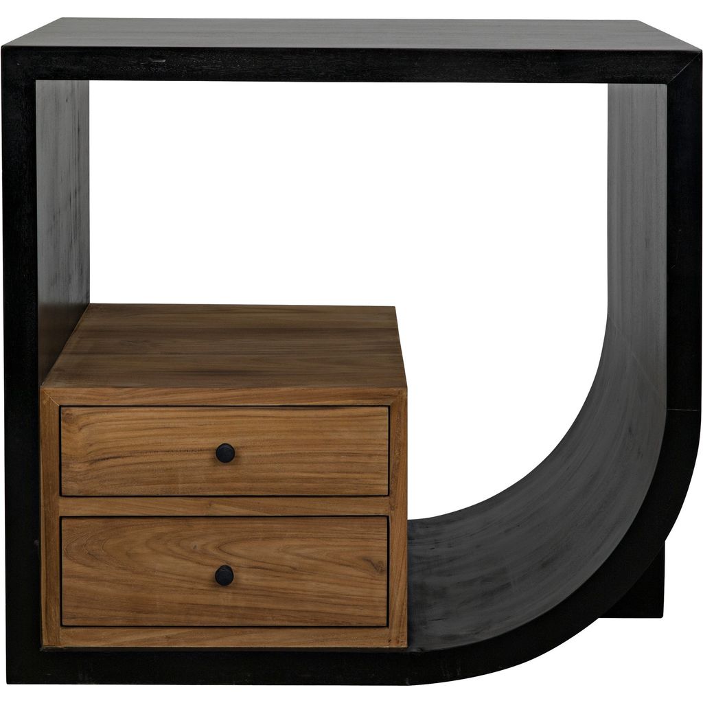 Primary vendor image of Noir Burton Side Table, Right, Hand Rubbed Black & Teak, 20"