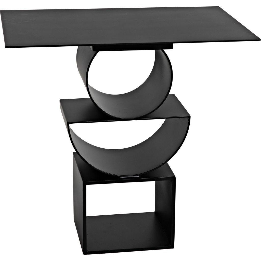 Noir Shape Side Table, Black Steel, 16"