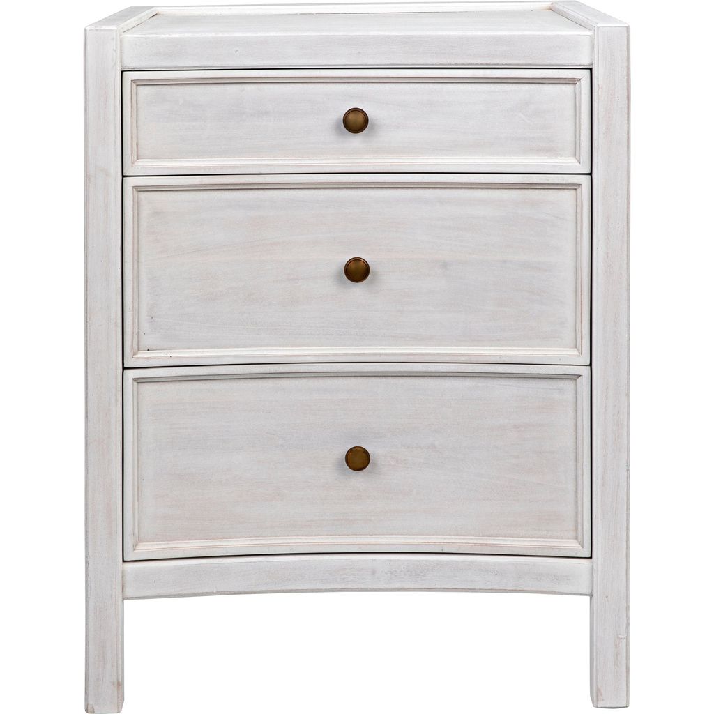 Noir Hampton Night Stand 24", White Wash - Mahogany & Veneer