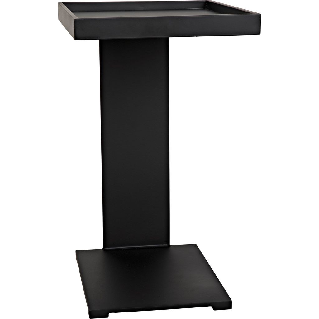 Noir Ledge All Metal Side Table, Black Steel, 18.5"