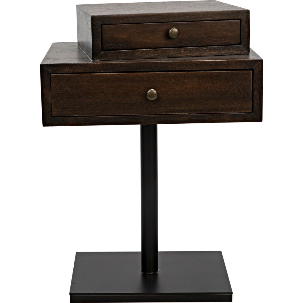 Noir Enola Side Table, Ebony Walnut w/ Steel Base, 15"