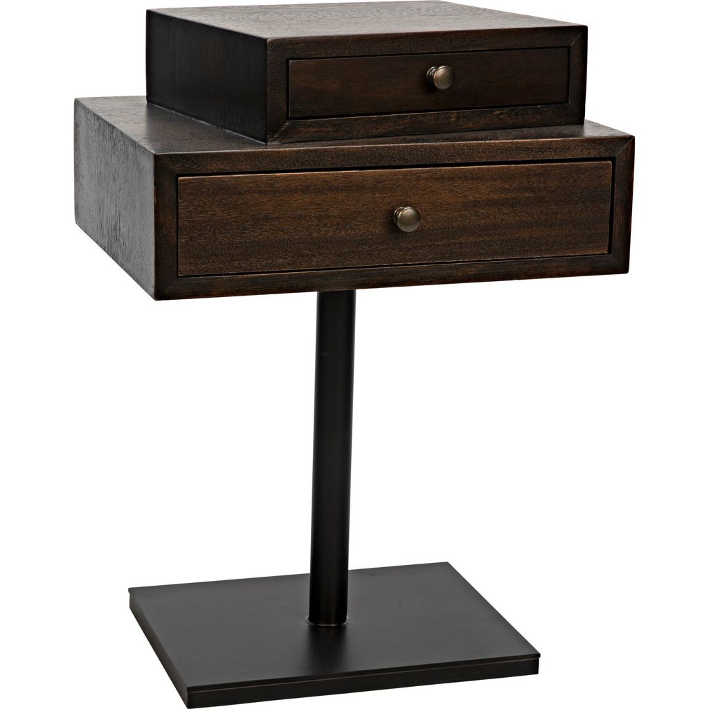 Primary vendor image of Noir Enola Side Table, Ebony Walnut w/ Steel Base, 15"