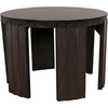 Noir Fluted Side Table, Pale w/ Light Brown Trim, 32"