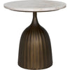 Noir Samuel Side Table, Aged Brass - Industrial Steel & White Marble, 18"